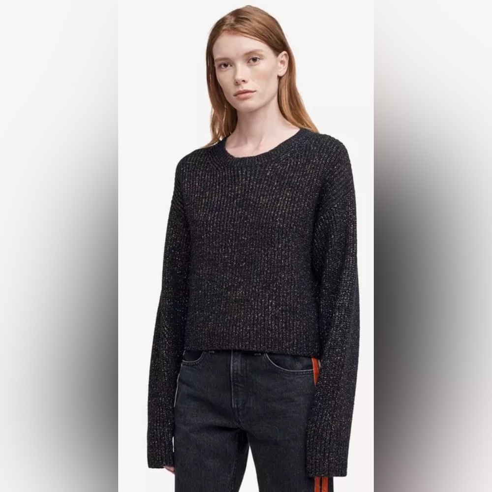 RAG & BONE Jubilee Metallic Crewneck Sweater in Navy w/ Bronze SZ XS